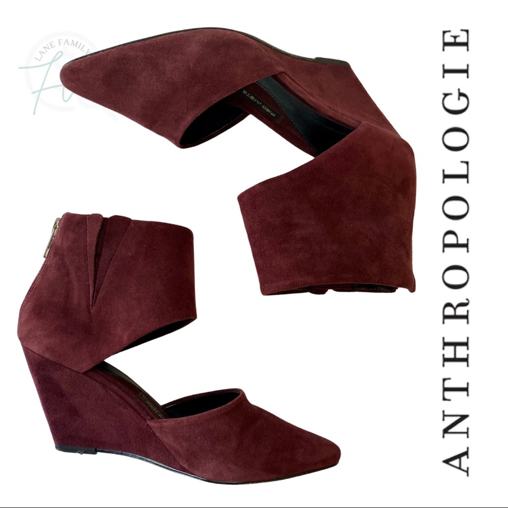 Pied Juste - Eggplant Pointed Cutout Wedges - Sz: 5.5